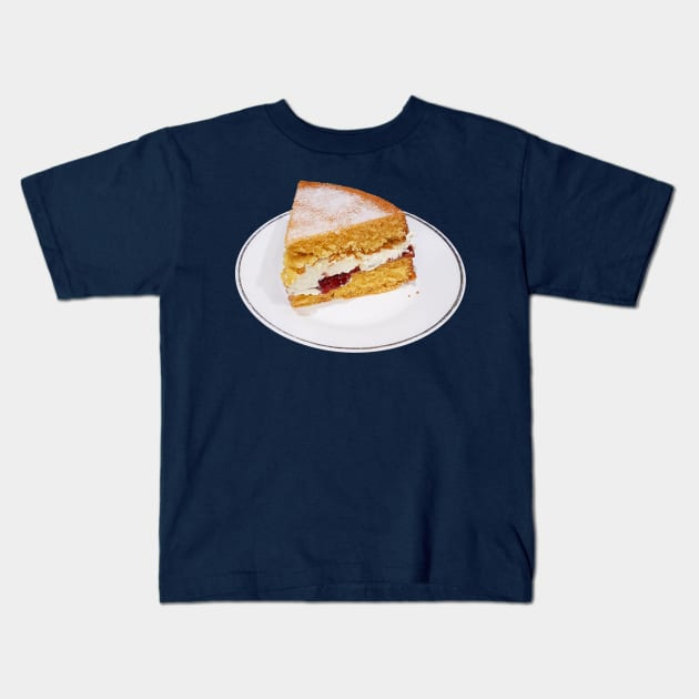 Sweet Food Victoria Sponge Slice of Cake Kids T-Shirt by ellenhenryart